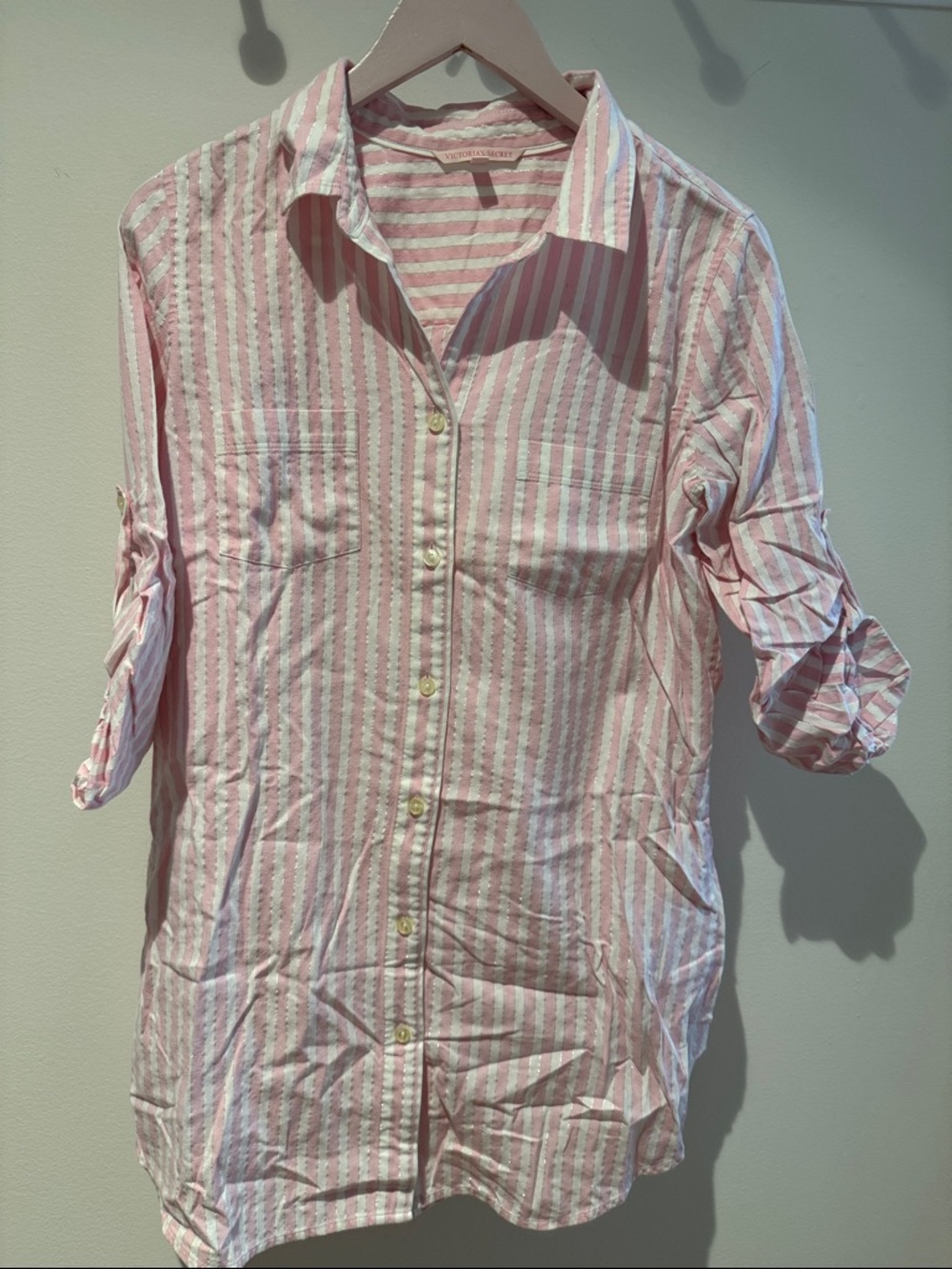 VICTORIA’S SECRET | NWOT Pink White Stripe Sleepshirt Nightgown S Small